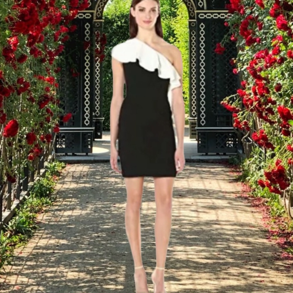 Aiden Mattox One Shoulder Ruffle Cocktail Dress - Picture 2 of 3